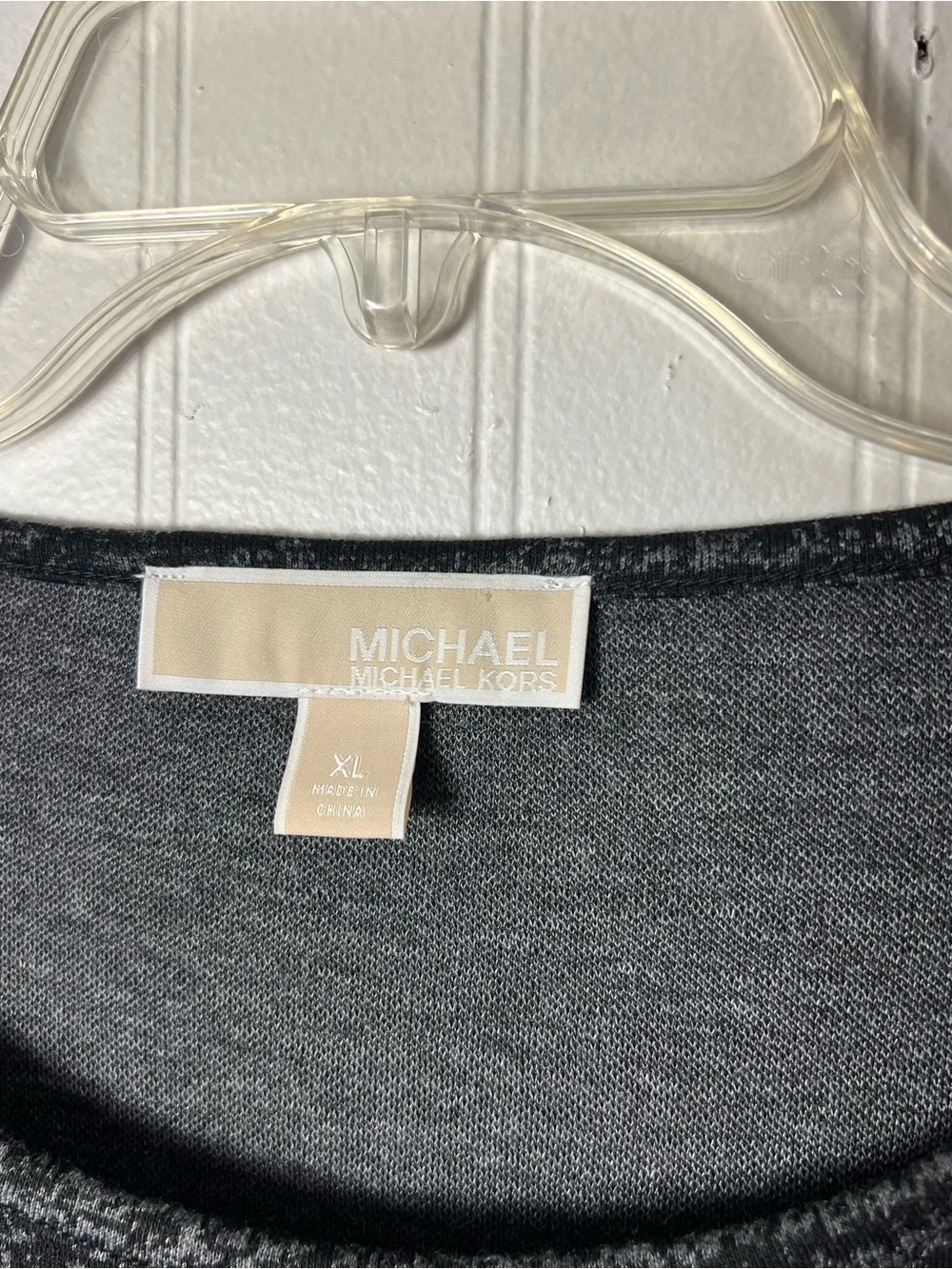 Michael Kors Heathered Black Gray Long Sleeve Knit Dress Size XL
